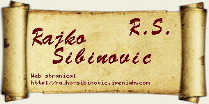 Rajko Sibinović vizit kartica